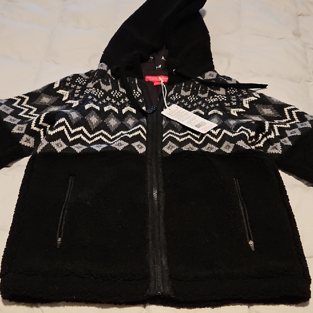Krimson Klover Black and Gray Patterned Sweater Jacket.  Lined.  WomenS
